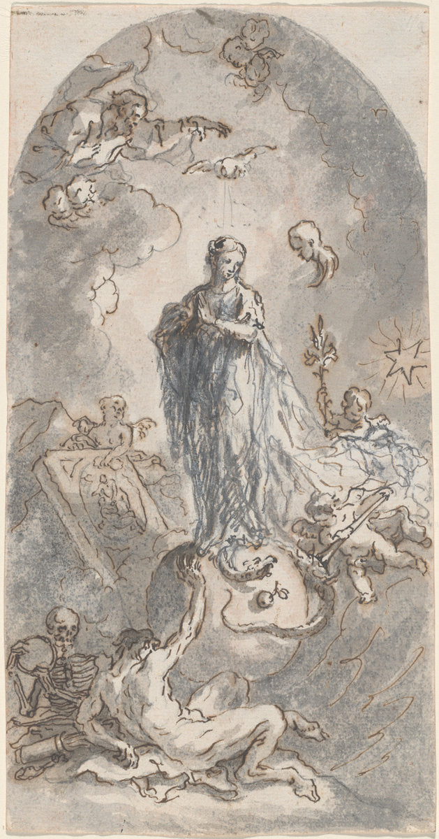 The Virgin of the Immaculate Conception (recto) by Martin Johann Schmidt (Austrian, 1718 - 1801), 16X12"(A3)Poster Print