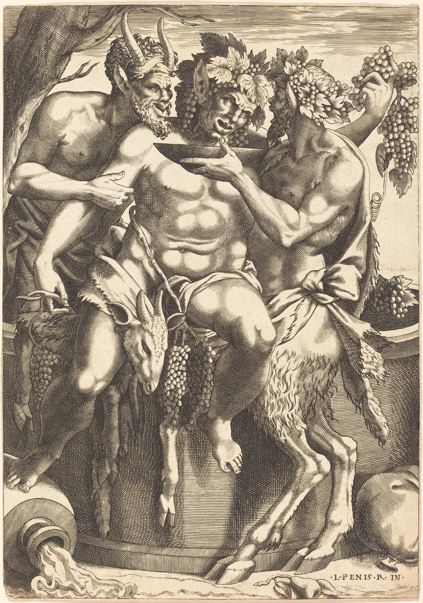 Silenus by René Boyvin after Luca Penni (French, c. 1525 - c. 1625), 16X12"(A3)Poster Print
