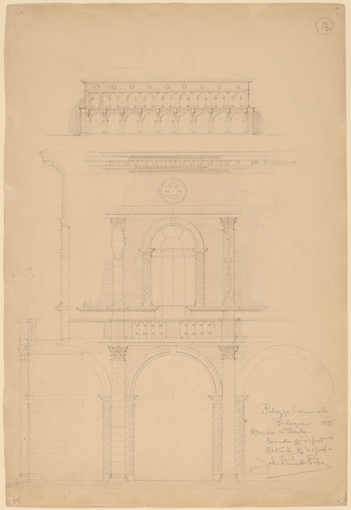 Palazzo Communale, Bologna by John Russell Pope (American, 1874 - 1937), 16X12