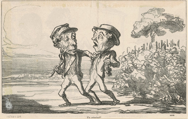 Un crimimel! by Honoré Daumier (French, 1808 - 1879), 16X12"(A3)Poster Print