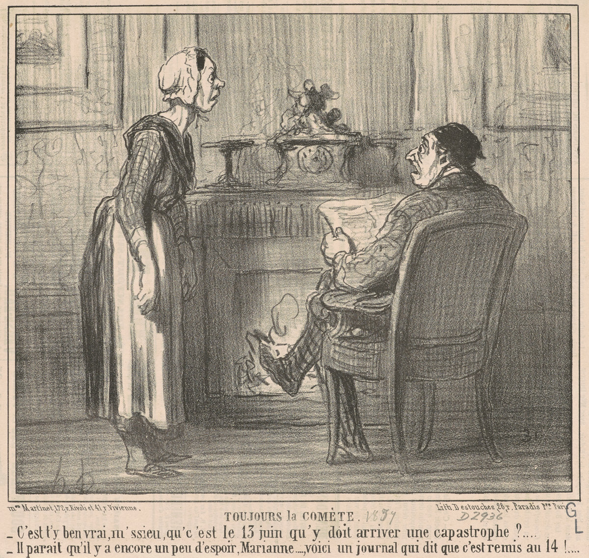 Toujours la comète by Honoré Daumier (French, 1808 - 1879), 16X12"(A3)Poster Print
