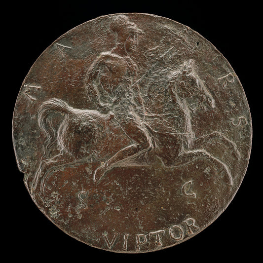 Hadrian Riding and Carrying a Standard [reverse] by Filarete (Italian, c. 1400 - 1469), 16X12"(A3)Poster Print
