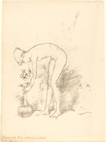 A Nude Model Arranging Flowers by James McNeill Whistler (American, 1834 - 1903), 16X12"(A3)Poster Print