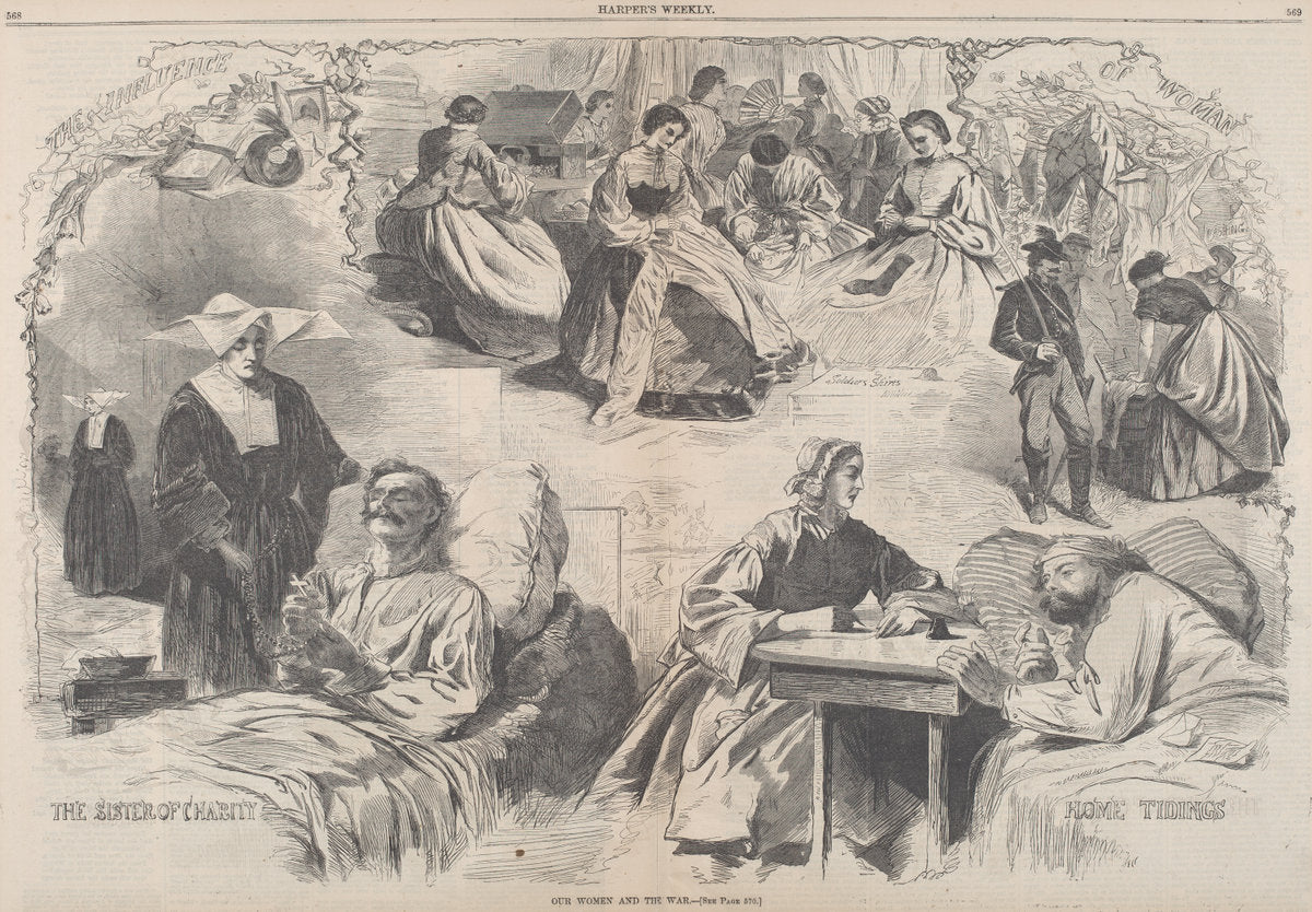 published 1862 by after Winslow Homer (Our Women and the War), 16X12"(A3)Poster Print
