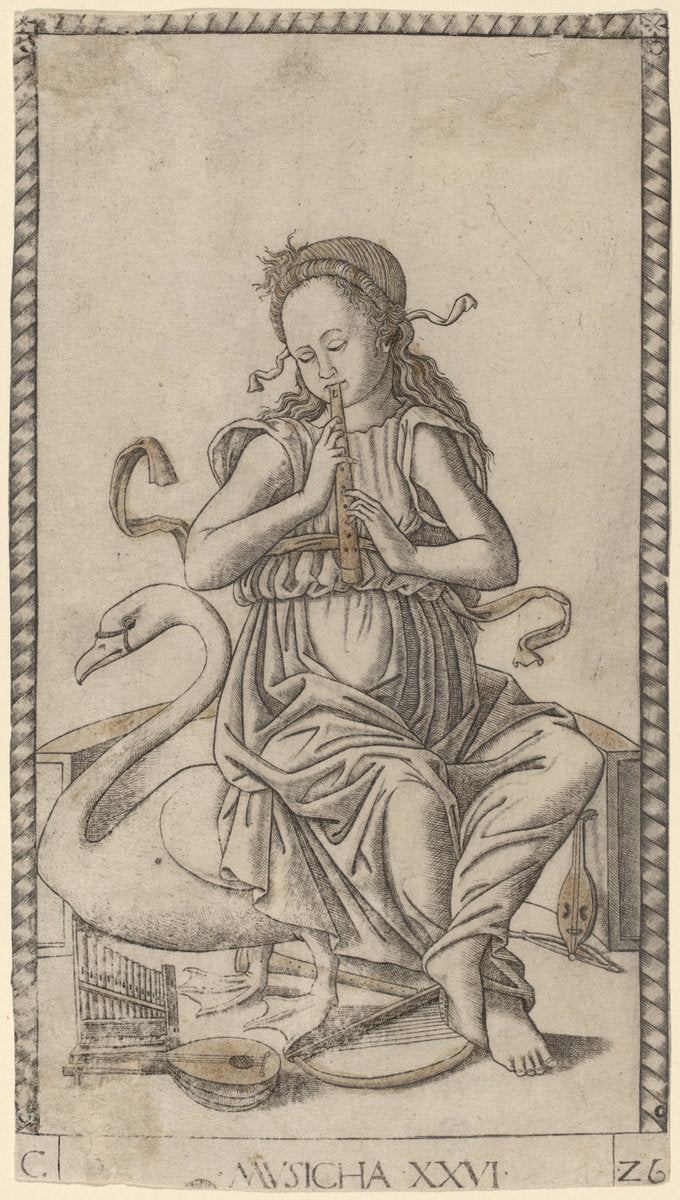 Musicha (Music) by Master of the E-Series Tarocchi (Italian, active c. 1465), 16X12"(A3)Poster Print