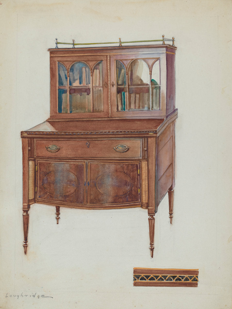 Mahogany Desk with Bookcase Top by George Loughridge (American, active c. 1935), 16X12"(A3)Poster Print
