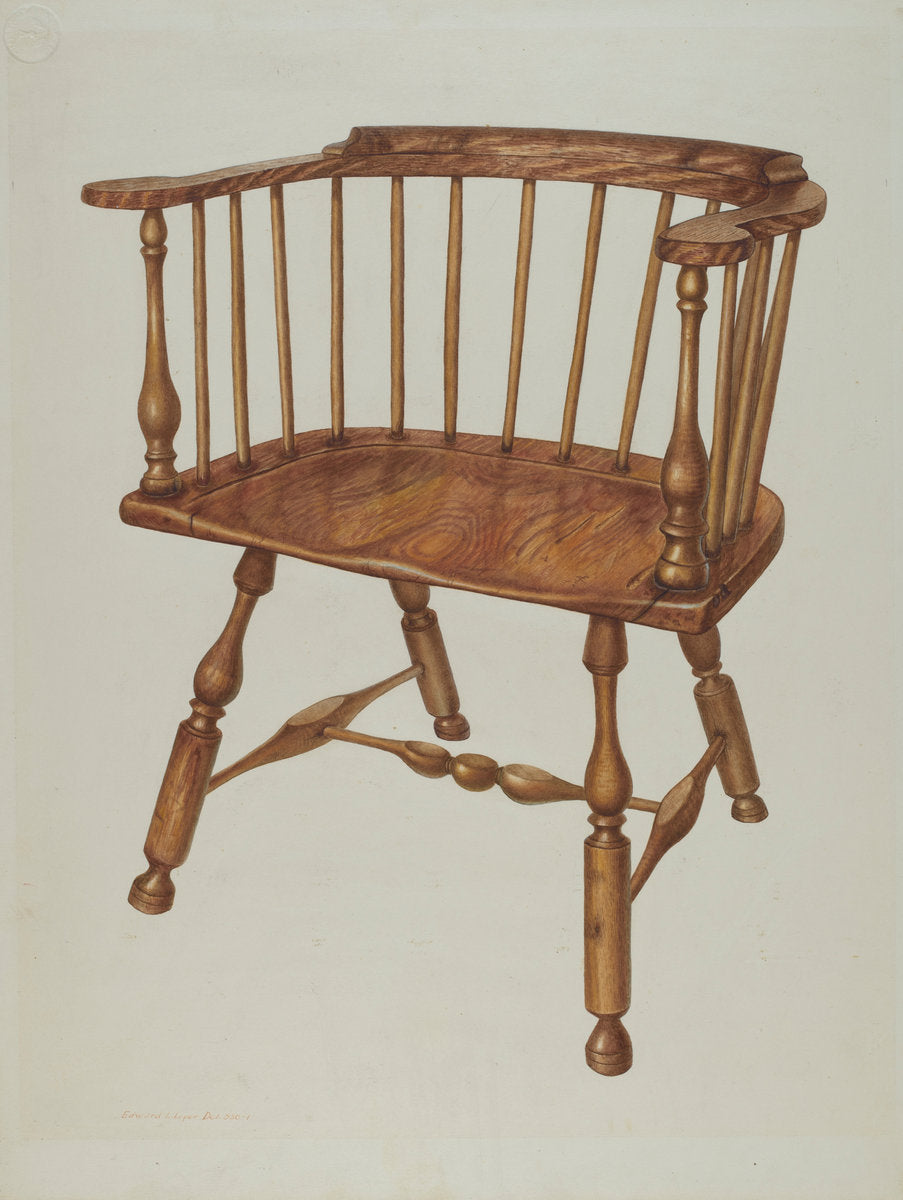 Low-back Stretcher Chair by Edward L. Loper (American, born 1916), 16X12"(A3)Poster Print
