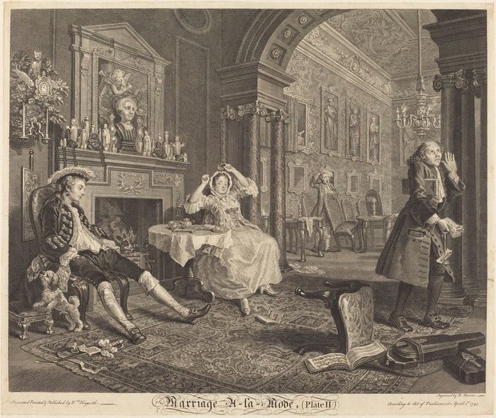 Marriage a la Mode: pl. 2 by Bernard Baron after William Hogarth (French, 1696 - 1762), 16X12