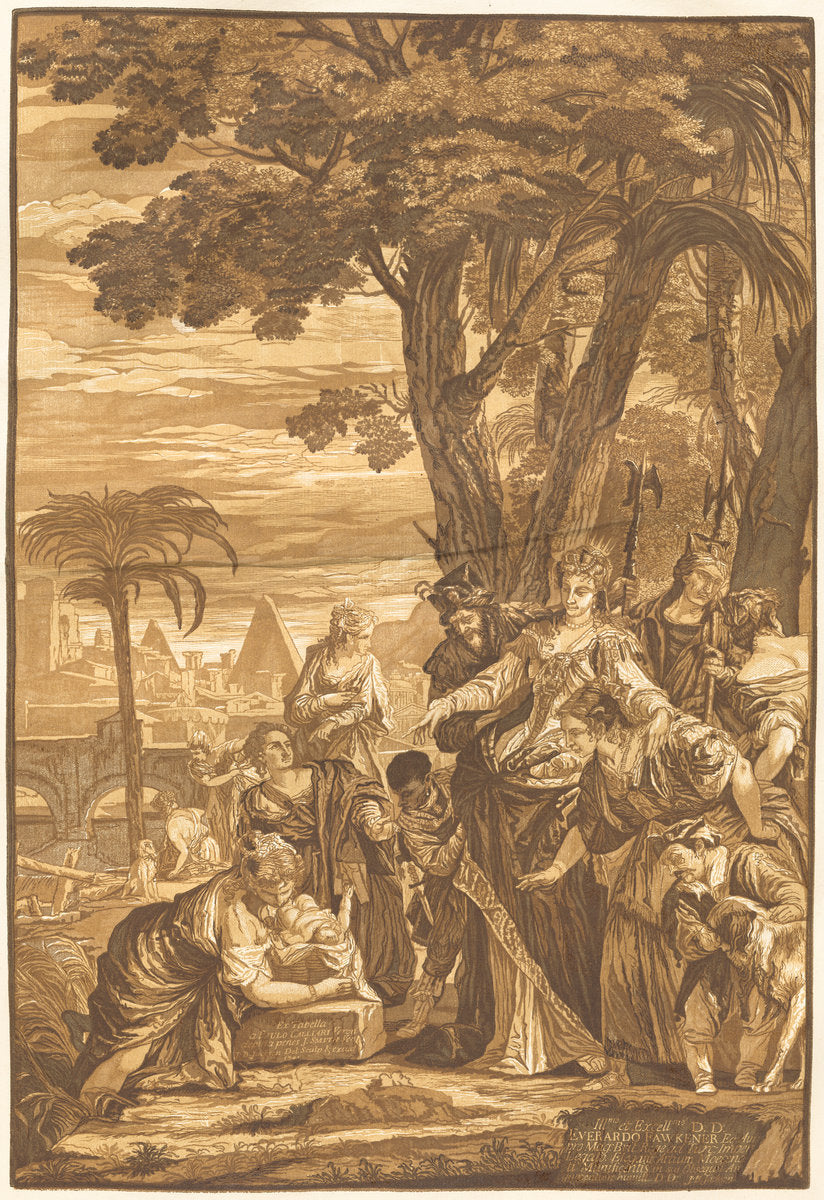 The Finding of Moses by John Baptist Jackson after Veronese (English, 1701 - c. 1780), 16X12"(A3)Poster Print