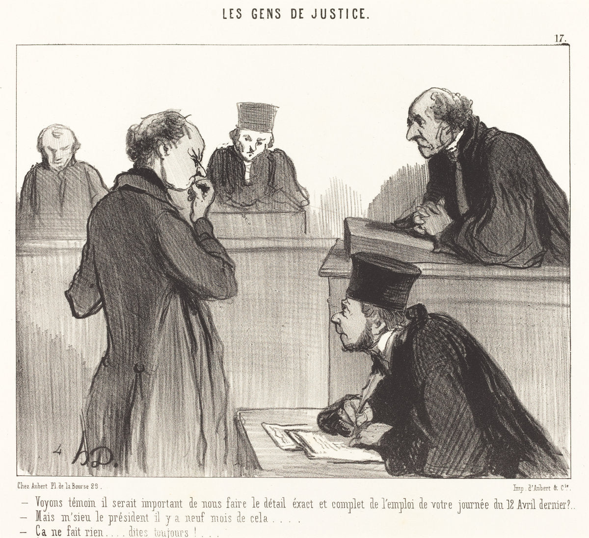 Voyons témoin il serait important de... by Honoré Daumier (French, 1808 - 1879), 16X12"(A3)Poster Print