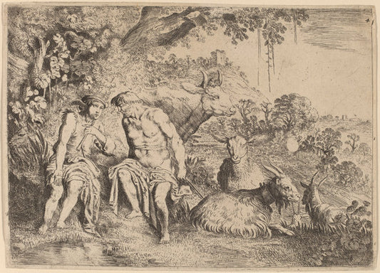 Mercury Lulling Argus to Sleep by Moyses van Uyttenbroeck (Dutch, c. 1590 - 1648), 16X12"(A3)Poster Print