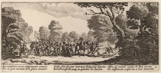 Discovery of the Criminal Soldiers by Gerrit van Schagen after Jacques Callot (Dutch, c. 1642 - 1690 or after), 16X12"(A3)Poster Print