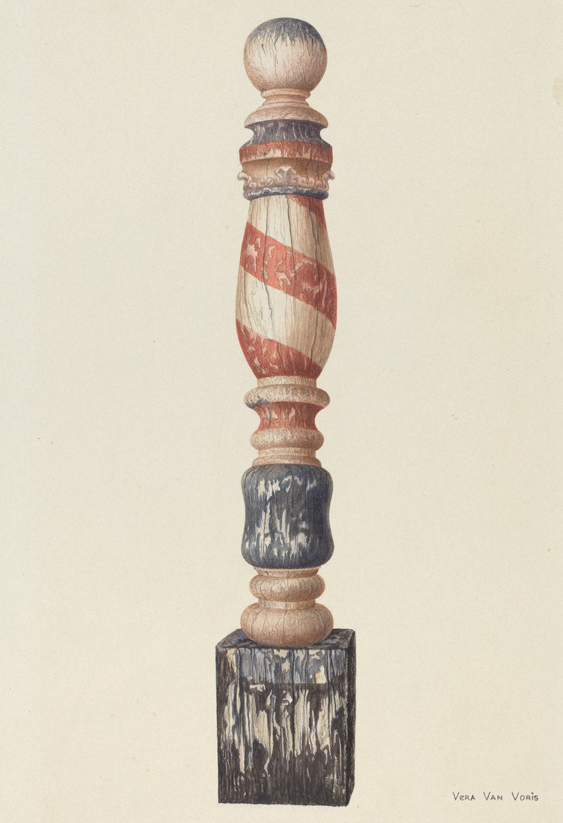 Barber Pole by Vera Van Voris (American, active c. 1935), 16X12"(A3)Poster Print