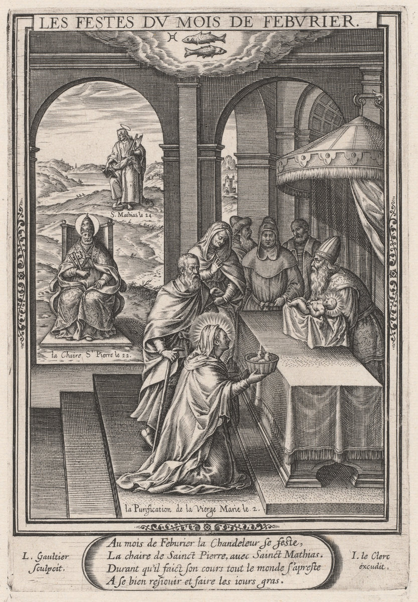 Les Festes du mois de Feburier (February: the Purification of the Virgin) by Léonard Gaultier (French, 1561 - 1641), 16X12"(A3)Poster Print