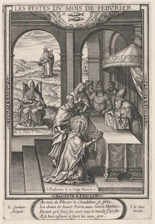 Les Festes du mois de Feburier (February: the Purification of the Virgin) by Léonard Gaultier (French, 1561 - 1641), 16X12"(A3)Poster Print