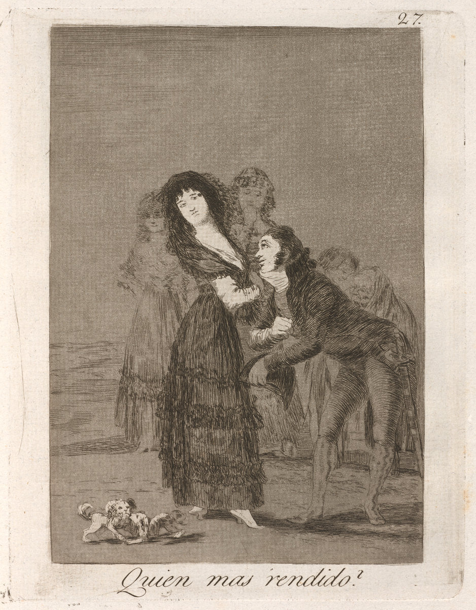Quien mas rendido?  (Which of Them Is the More Overcome?) by Francisco de Goya (Spanish, 1746 - 1828), 16X12"(A3)Poster Print