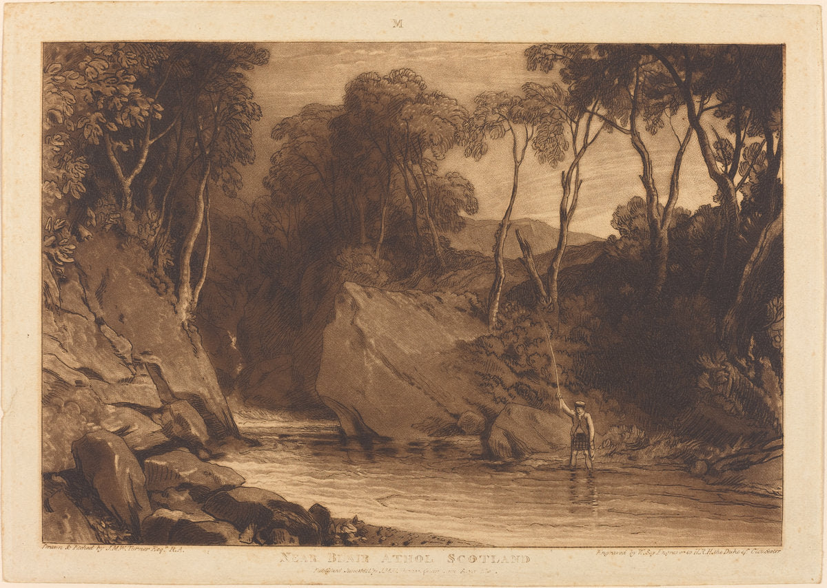 Near Blair Athol by Joseph Mallord William Turner and William Say (British, 1768 - 1834), 16X12"(A3)Poster Print