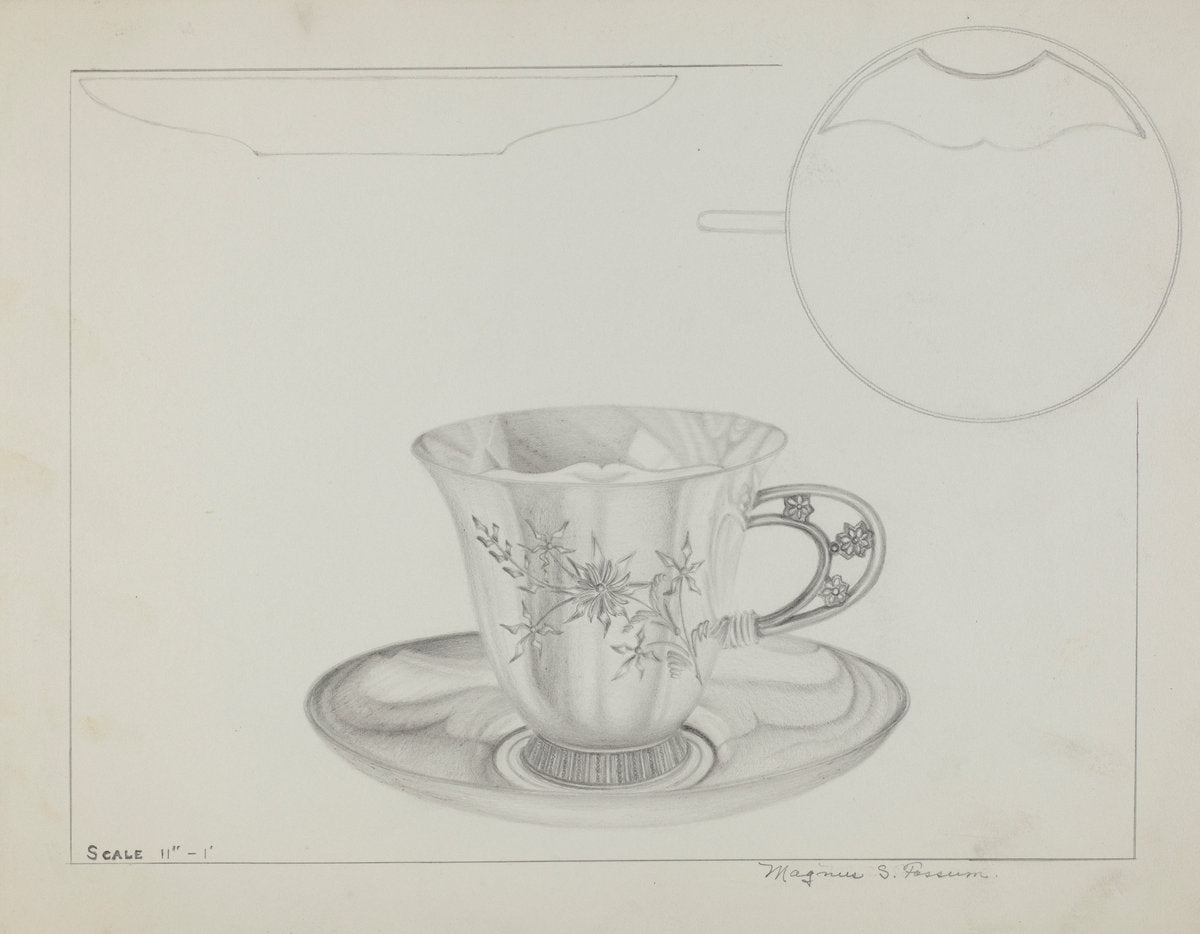 Silver Cup and Saucer by Magnus S. Fossum (American, 1888 - 1980), 16X12"(A3)Poster Print