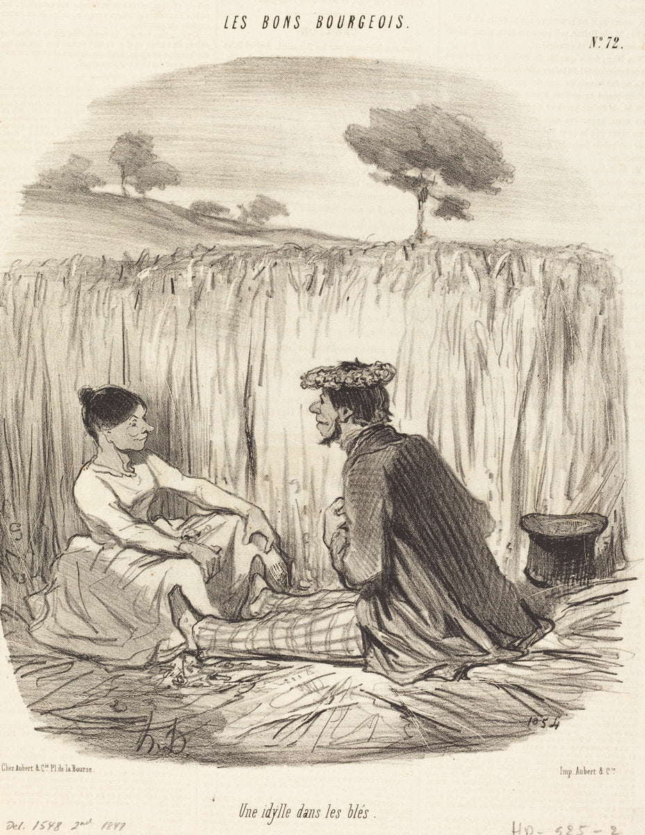 Une Idylle dans les blés by Honoré Daumier (French, 1808 - 1879), 16X12"(A3)Poster Print