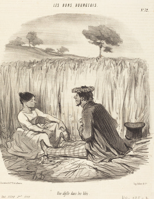 Une Idylle dans les blés by Honoré Daumier (French, 1808 - 1879), 16X12"(A3)Poster Print