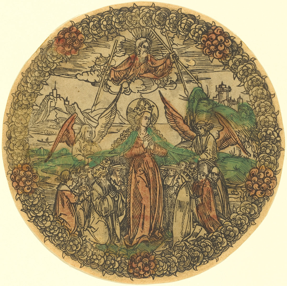 1490/1500 by German 15th Century (Madonna in a Wreath of Roses), 16X12"(A3)Poster Print