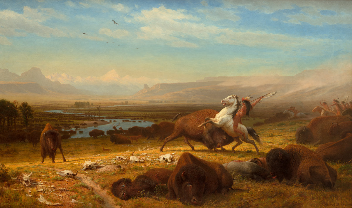 The Last of the Buffalo by Albert Bierstadt (American, 1830 - 1902), 16X12"(A3)Poster Print