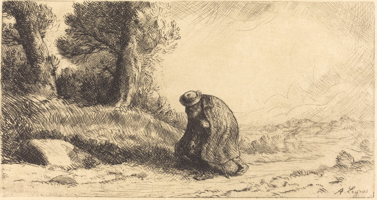 Vagabond Moving along a Lane (Un vagabond passant dans une ruelle) by Alphonse Legros (French, 1837 - 1911), 16X12"(A3)Poster Print