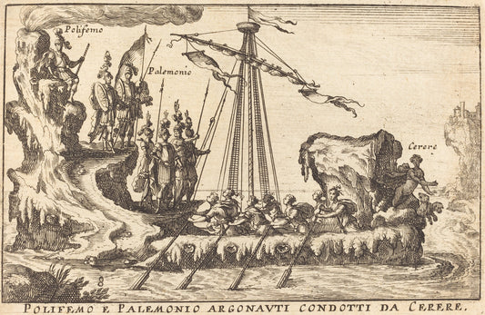 Polifemo e Palemonio Argonauti condotti da Cerere by Balthasar Moncornet after Remigio Cantagallina (French, c. 1600 - 1668), 16X12"(A3)Poster Print