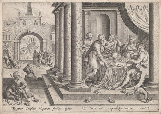 The Plague of Frogs by Jan Sadeler I, after Maarten van Cleef (Flemish, 1550 - 1600), 16X12"(A3)Poster Print