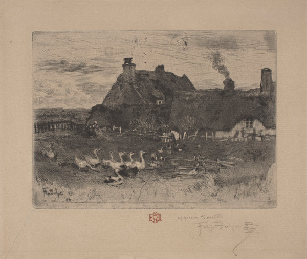 Les Petites Chaumieres by Félix-Hilaire Buhot (French, 1847 - 1898), 16X12"(A3)Poster Print