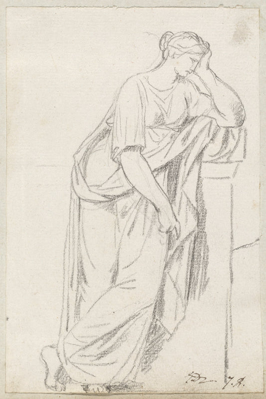 A Muse from the Sarcophagus of the Muses by Jacques-Louis David (French, 1748 - 1825), 16X12"(A3)Poster Print