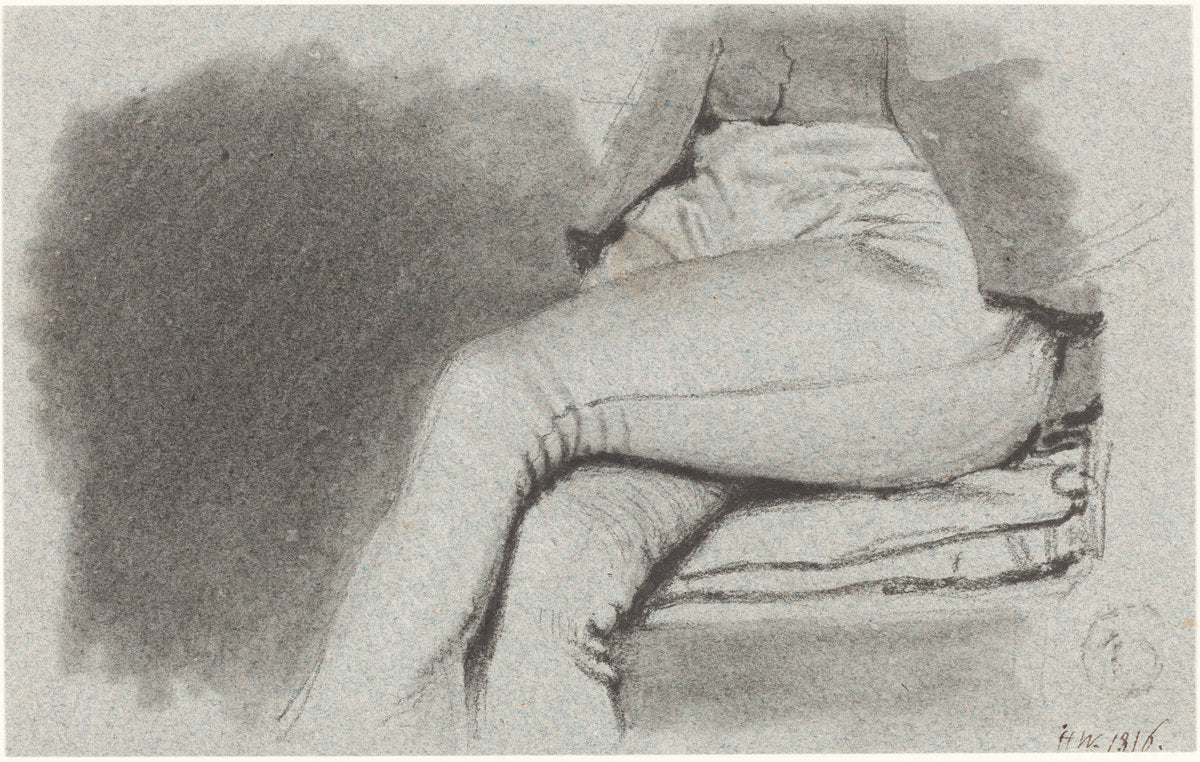 Study of a Seated Man's Legs by Henry Wyatt (British, 1794 - 1840), 16X12"(A3)Poster Print