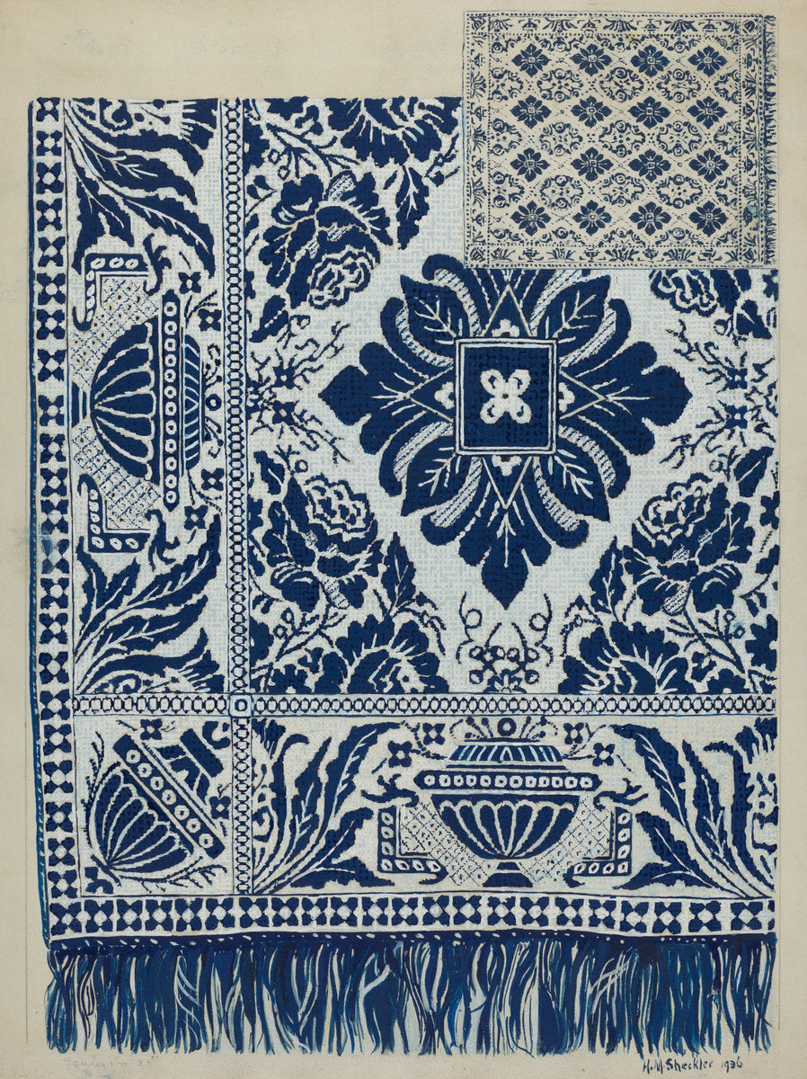 Handwoven Coverlet by Hazel Sheckler (American, active c. 1935), 16X12"(A3)Poster Print