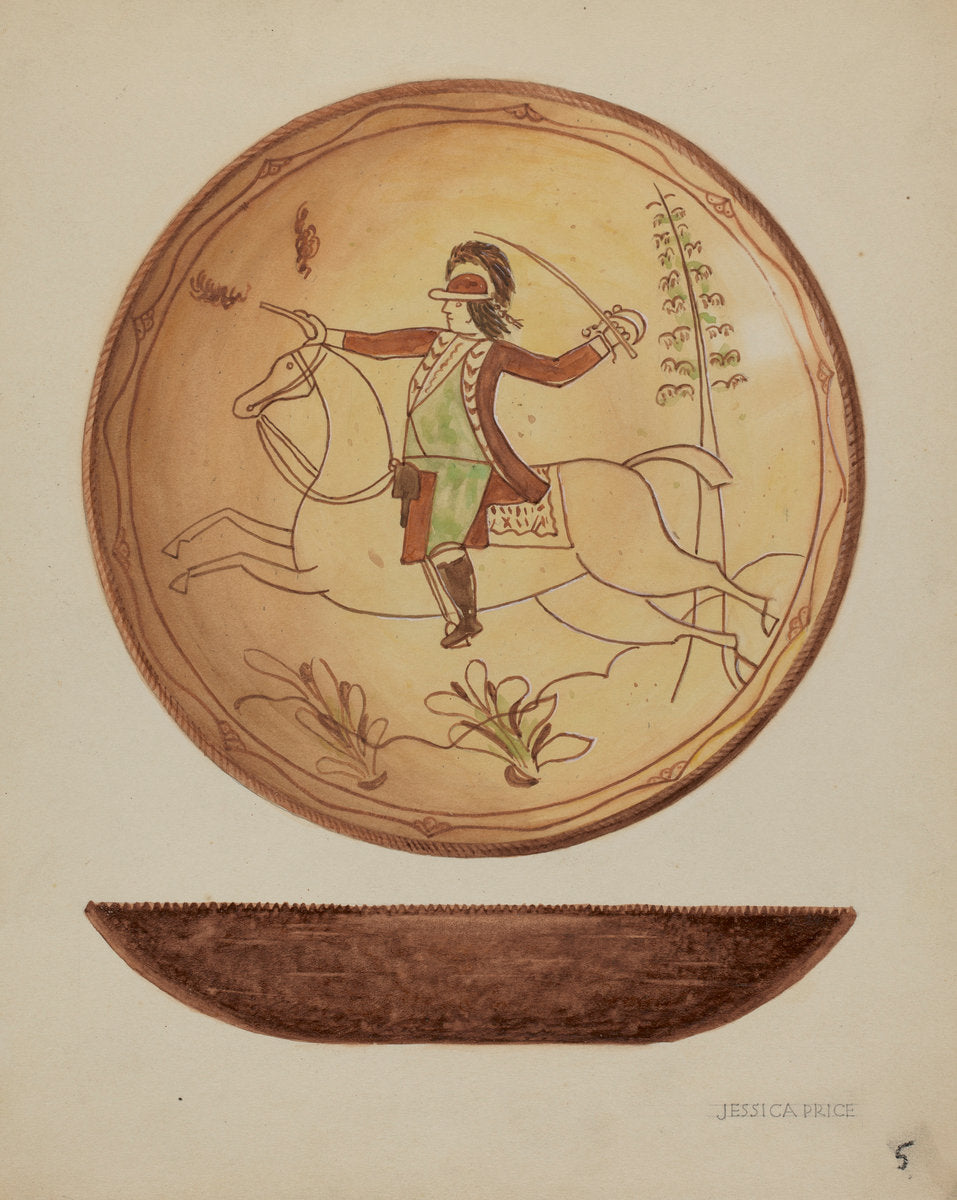 Pa. German Pie Plate by Jessica Price (American, active c. 1935), 16X12"(A3)Poster Print