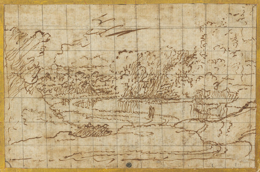 Road along a Winding River by Nicolas Poussin (French, 1594 - 1665), 16X12"(A3)Poster Print