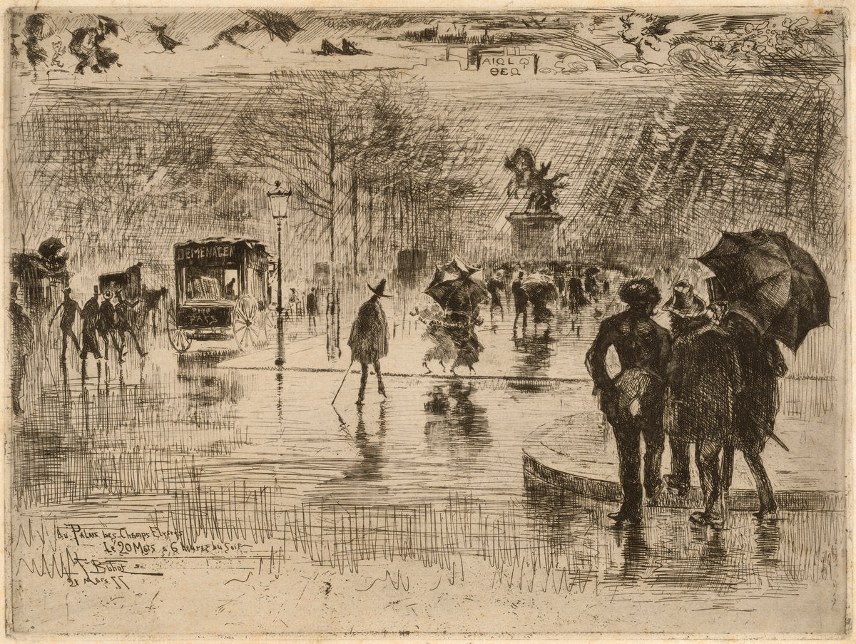 Le Retour des Artistes by Félix-Hilaire Buhot (French, 1847 - 1898), 16X12"(A3)Poster Print