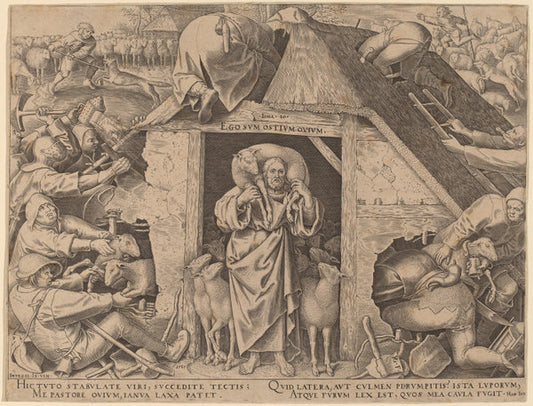 The Parable of the Good Shepherd by Philip Galle after Pieter Bruegel the Elder (Flemish, 1537 - 1612), 16X12"(A3)Poster Print