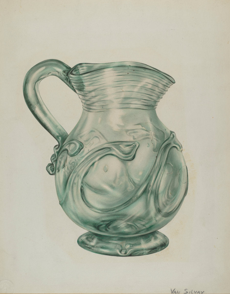 Glass Pitcher by Van Silvay (American, active c. 1935), 16X12"(A3)Poster Print