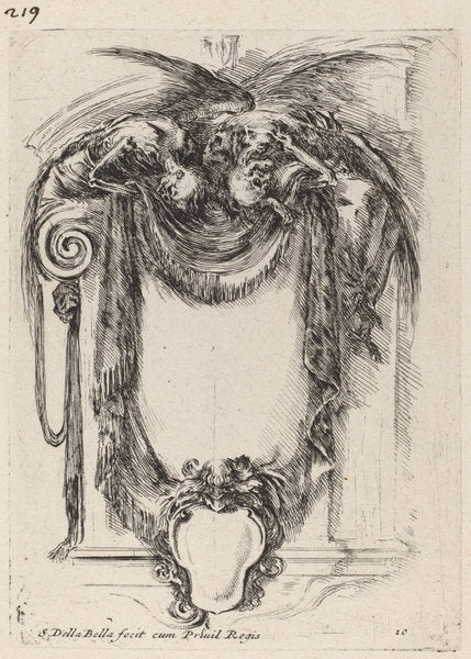 Cartouche Suspended from Corpses by Stefano Della Bella (Italian, 1610 - 1664), 16X12"(A3)Poster Print