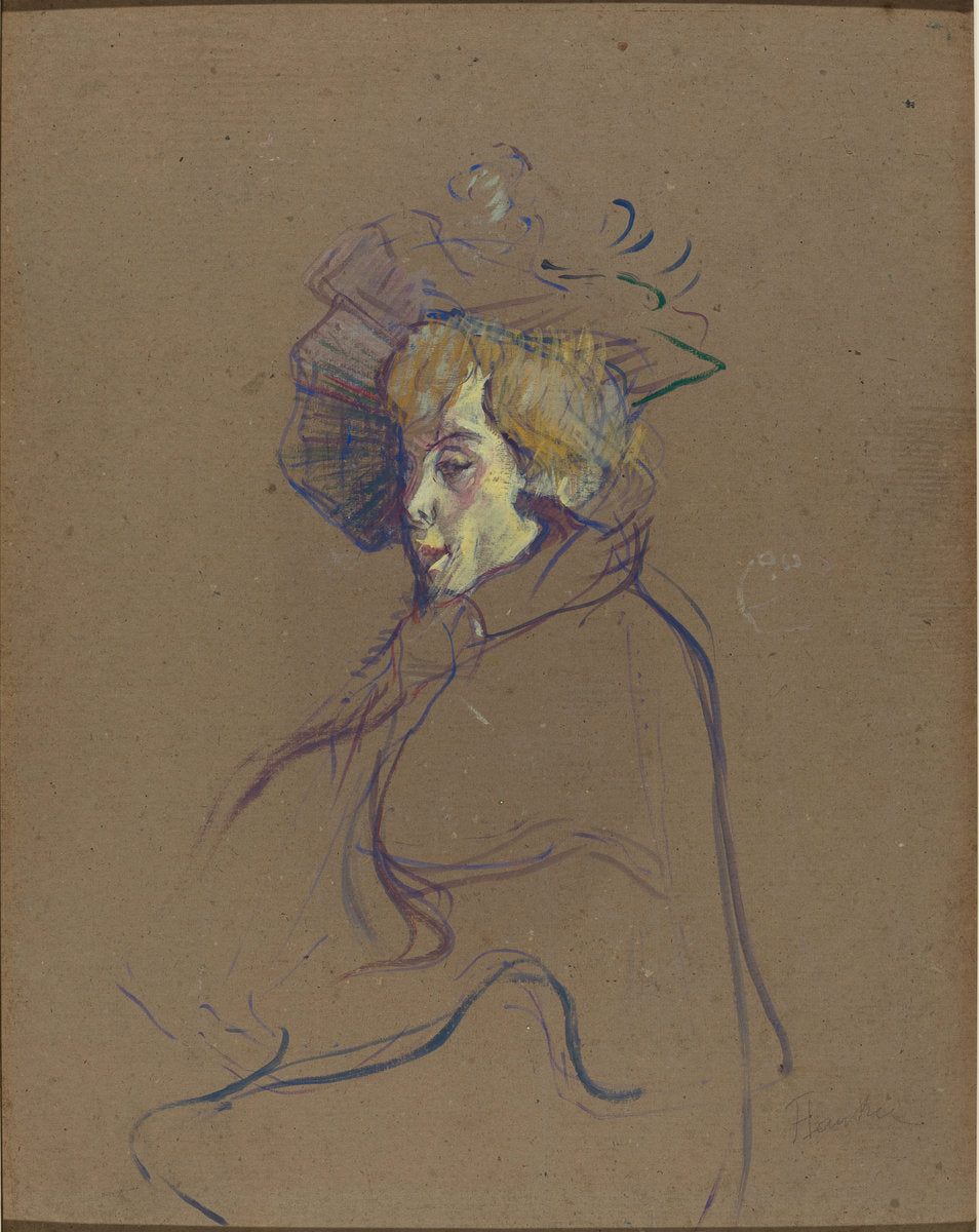 Jane Avril by Henri de Toulouse-Lautrec (French, 1864 - 1901), 16X12"(A3)Poster Print