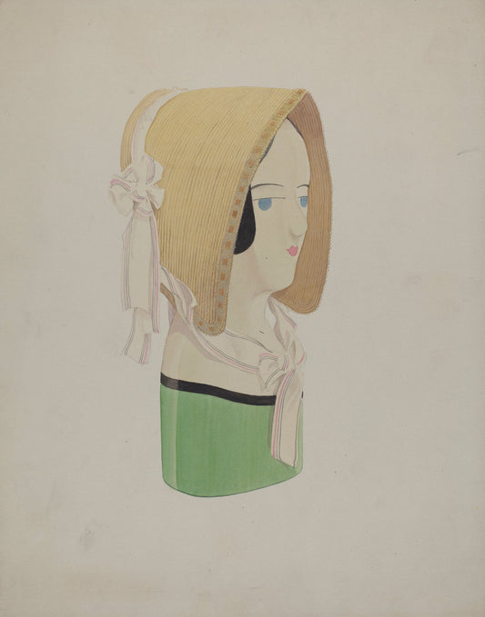 Hat Mannequin and Bonnet by Howard Weld (American, active c. 1935), 16X12"(A3)Poster Print