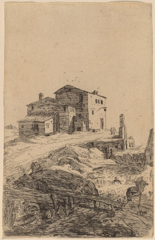 The Inn near Prima Porta by Bartholomeus Breenbergh (Dutch, probably 1599 - 1657), 16X12"(A3)Poster Print