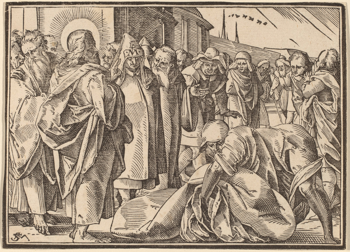 The Paralytic Healed by Christ Picks up His Pallet by Christoph Murer (Swiss, 1558 - 1614), 16X12"(A3)Poster Print