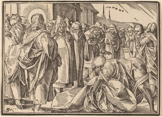 The Paralytic Healed by Christ Picks up His Pallet by Christoph Murer (Swiss, 1558 - 1614), 16X12"(A3)Poster Print