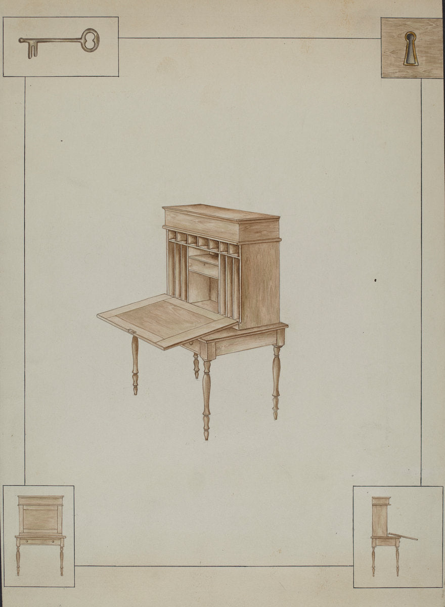 School-master's desk by Sarah F. Williams (American, active c. 1935), 16X12"(A3)Poster Print