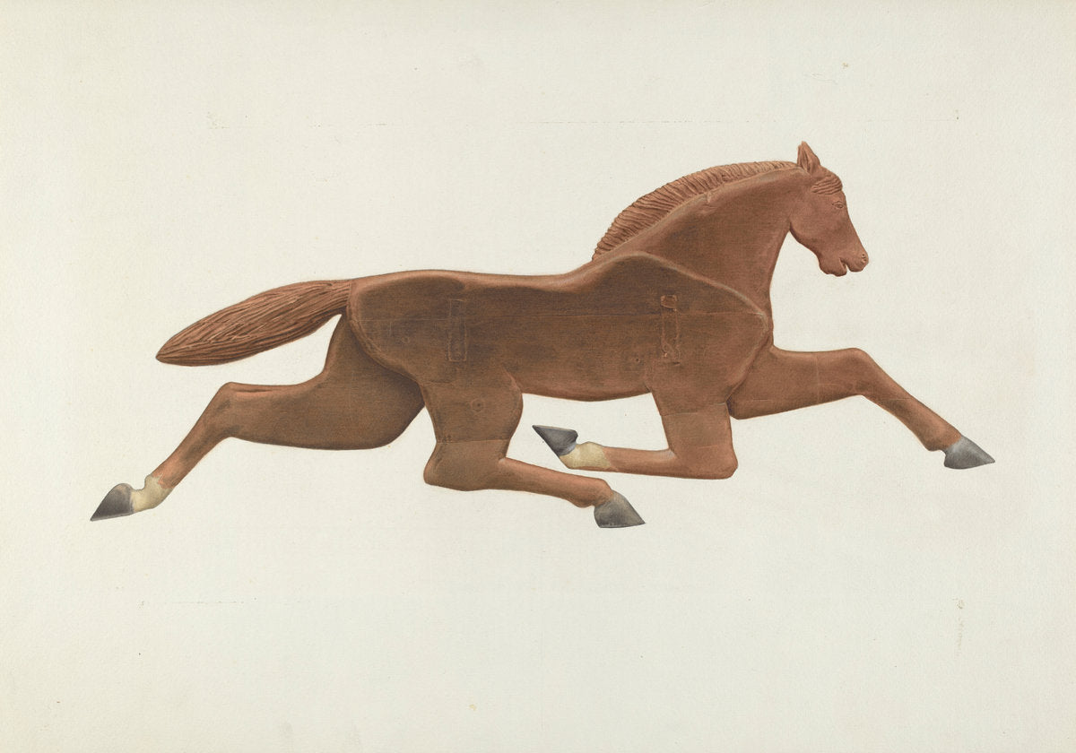 Wooden Horse Weather Vane by Alfred H. Smith (American, active c. 1935), 16X12"(A3)Poster Print