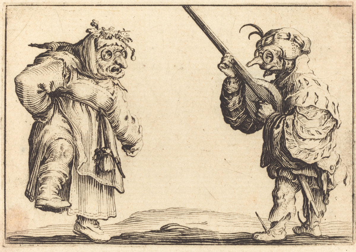 Dancers with Lute by Jacques Callot (French, 1592 - 1635), 16X12"(A3)Poster Print