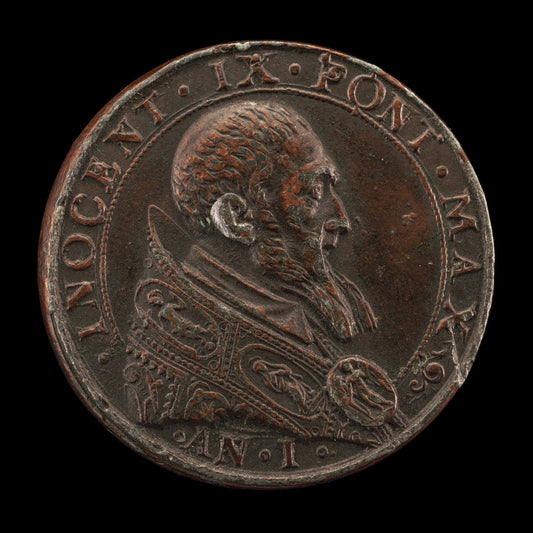 1591 by Roman 16th Century (Innocent IX (Giovanni Antonio Facchinetti, 1519-1591), Pope 1591 [obverse]), 16X12"(A3)Poster Print