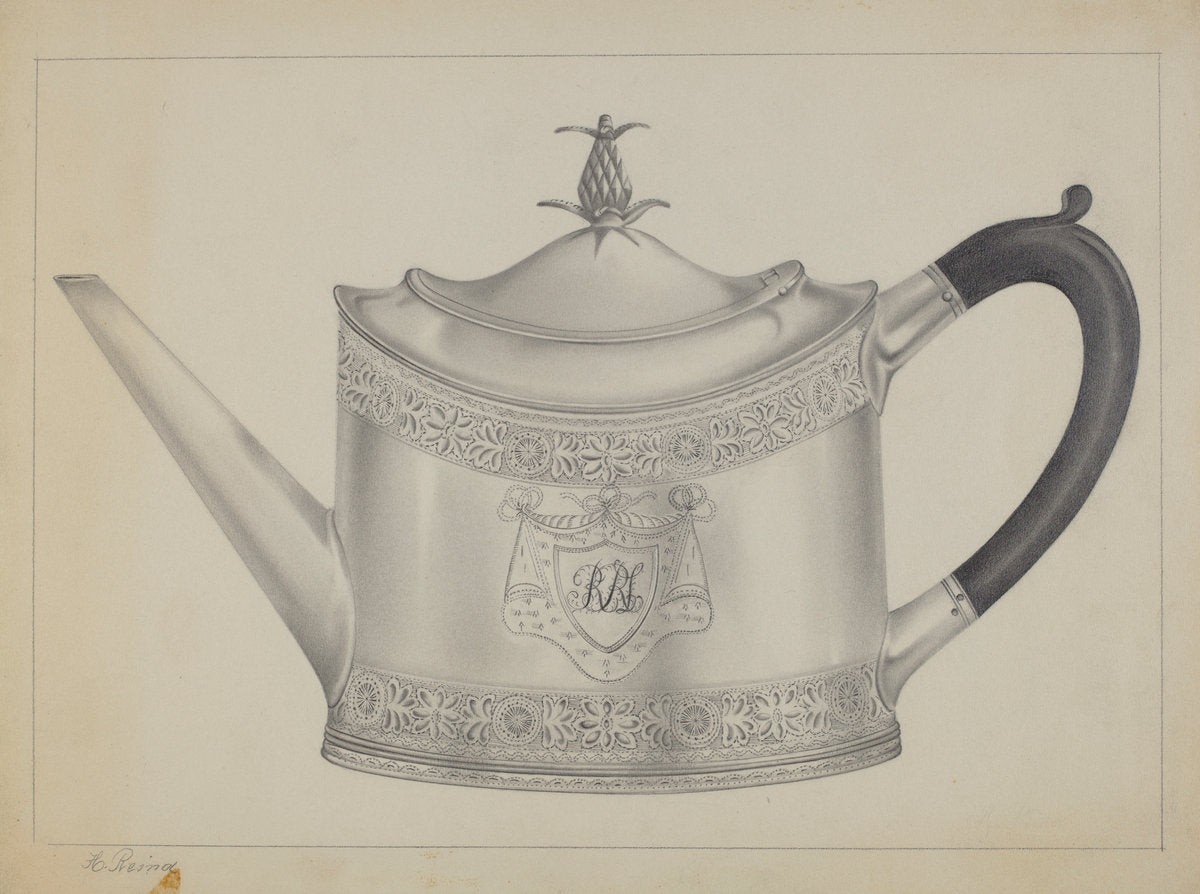 Silver Teapot by Horace Reina (American, active c. 1935), 16X12"(A3)Poster Print