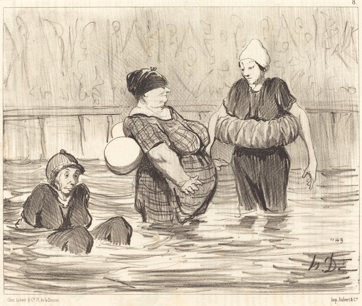 Les Baigneuses prudentes by Honoré Daumier (French, 1808 - 1879), 16X12"(A3)Poster Print
